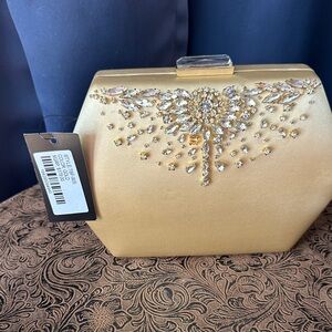 Badgley Mischka Gold Embellished Clutch